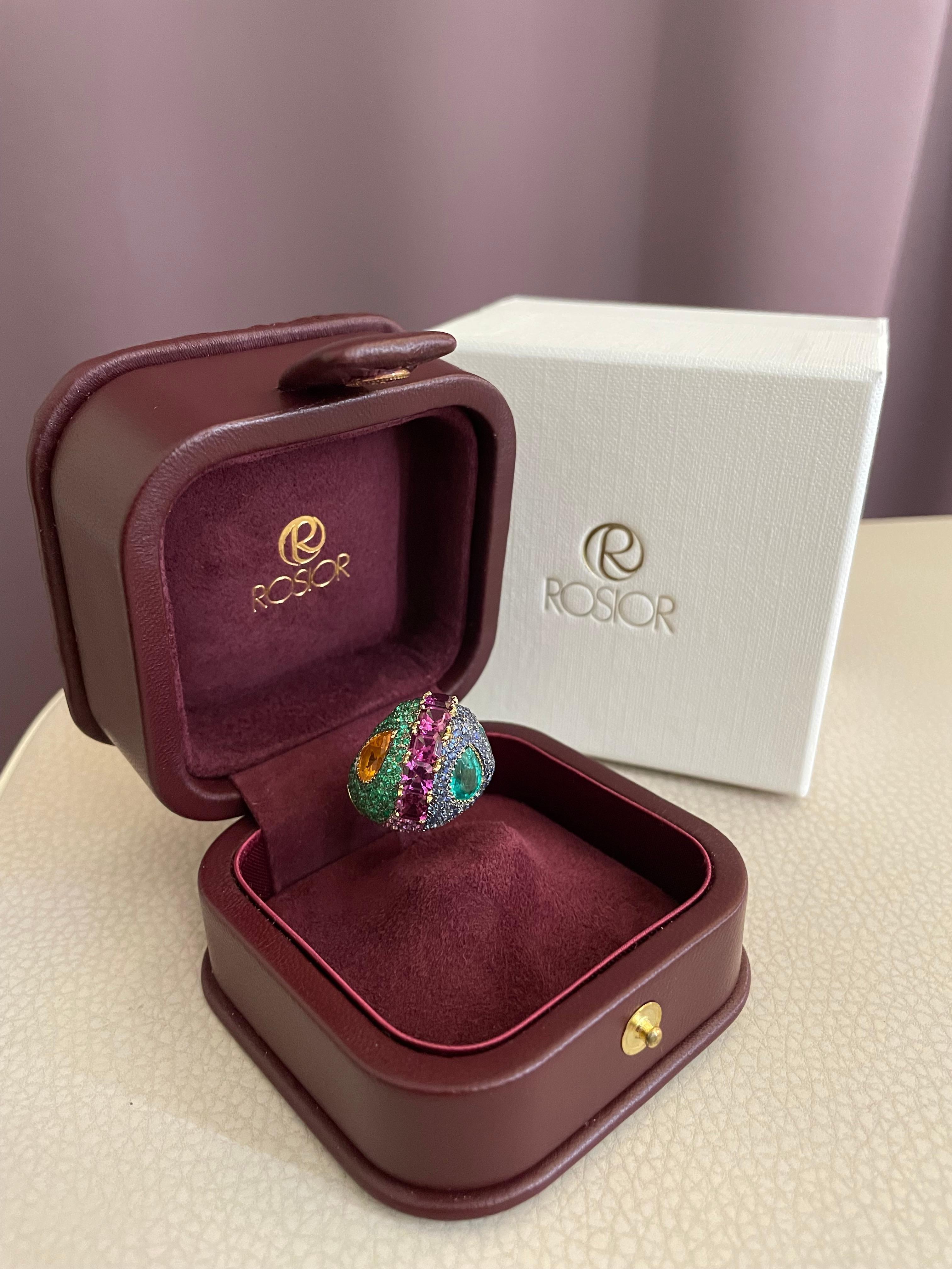 Rosior One-off Multicolor Gemstone Cocktail Ring set in Yellow Gold 6