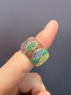 Rosior one-off "Snake Skin" Diamond, Sapphire and Emerald Cocktail Ring