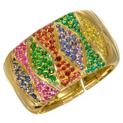 Rosior one-off "Snake Skin" Diamond, Sapphire and Emerald Cocktail Ring