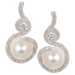 Rosior One-Off South Sea Pearl and GIA Certified Diamond Drop Earrings