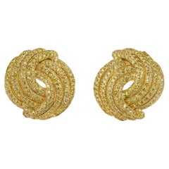 Rosior One-off Yellow Diamond on Yellow Gold Contemporary Stud Earrings