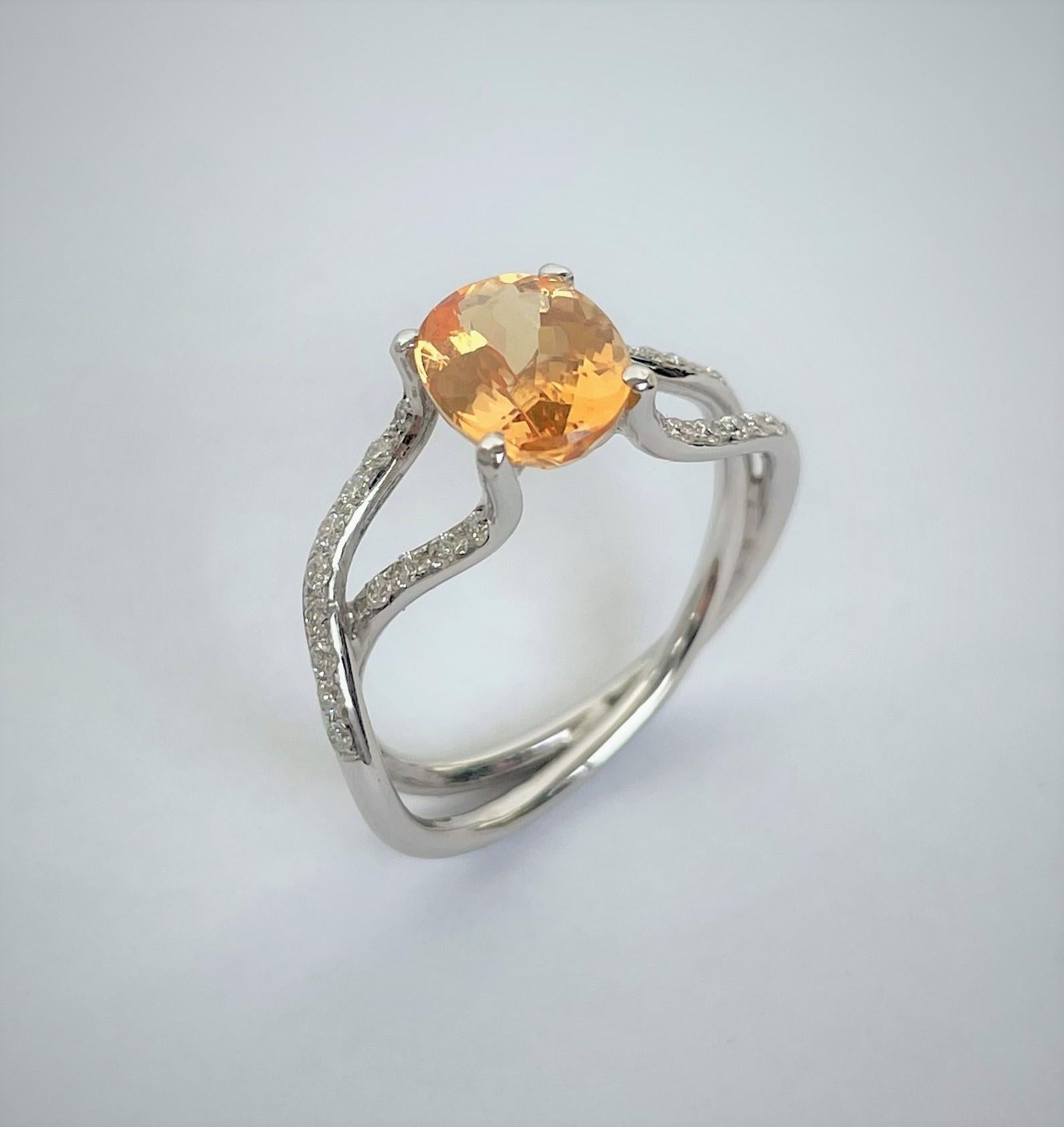 Rosior Oval Cut Topaz and Diamond White Gold 