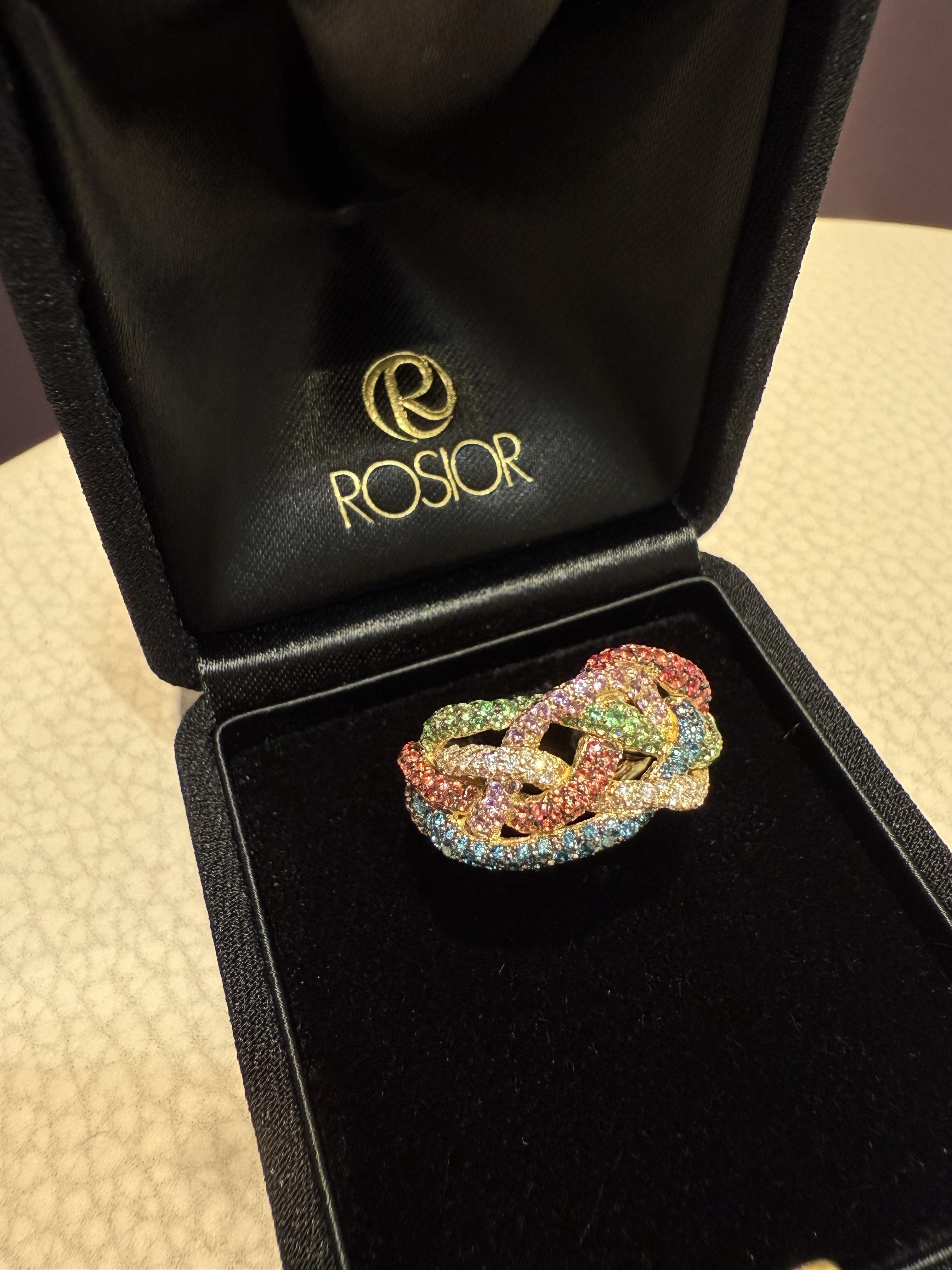 Rosior Portugal Anillo de cóctel único en su género engastado en oro amarillo Corte brillante en venta