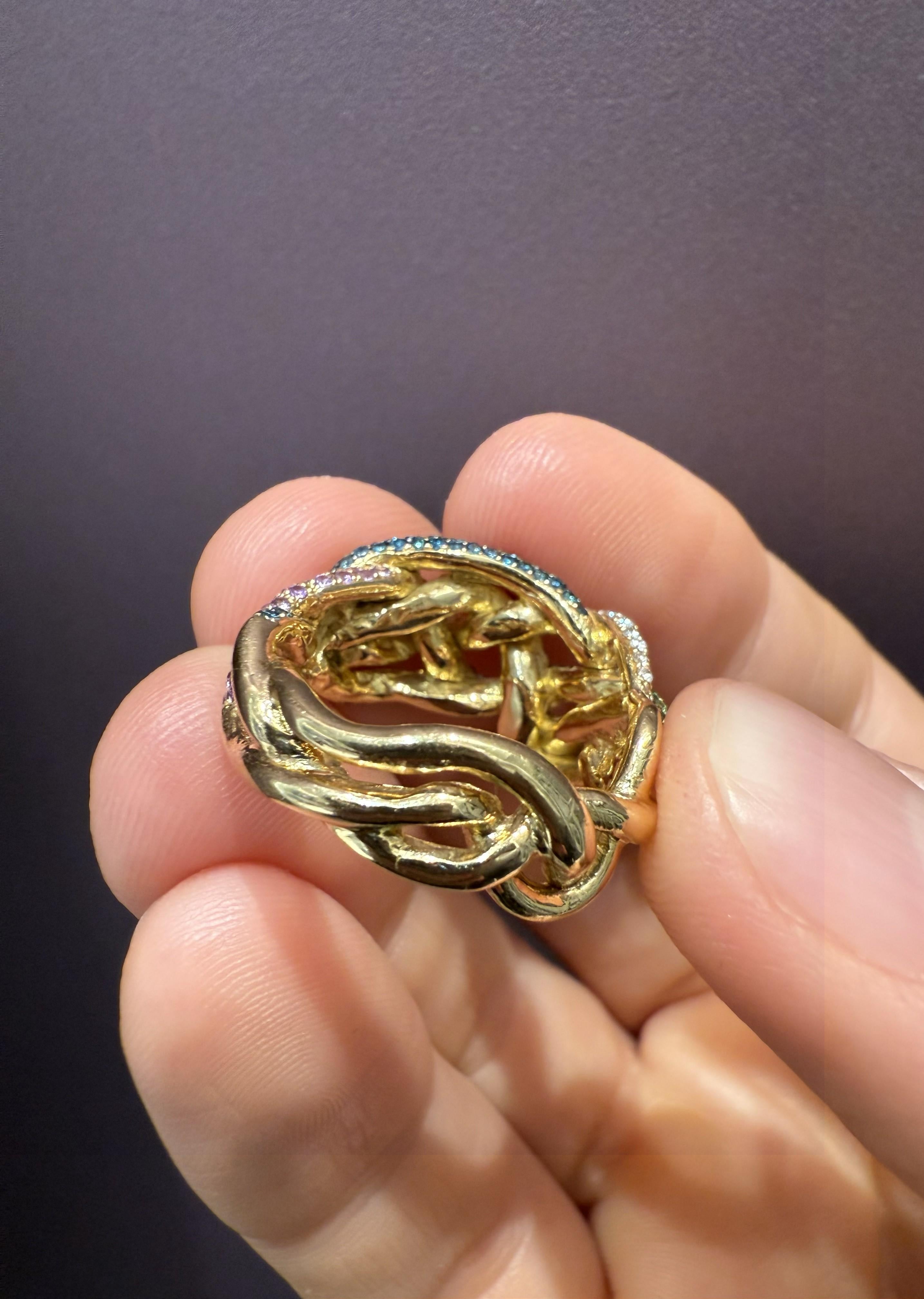 Femenino o masculino Rosior Portugal Anillo de cóctel único en su género engastado en oro amarillo en venta