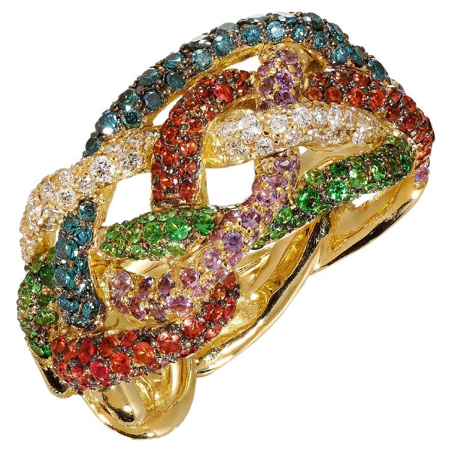Rosior Portugal Anillo de cóctel único en su género engastado en oro amarillo