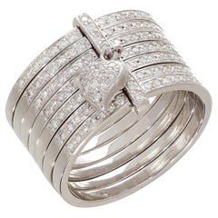 Contemporary "Portuguese 7 Rings" Diamond and Platinum Ring
