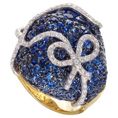 Rosior one-off Sapphire and Diamond Cocktail Ring set in White and Yellow Gold