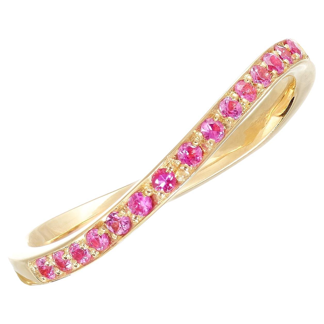 For Sale:  Rosior Sapphire "Half Eternity" Shaped Band Ring Set in Yellow Gold