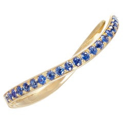 Rosior Sapphire "Half Eternity" Shaped Band Ring Set in Yellow Gold