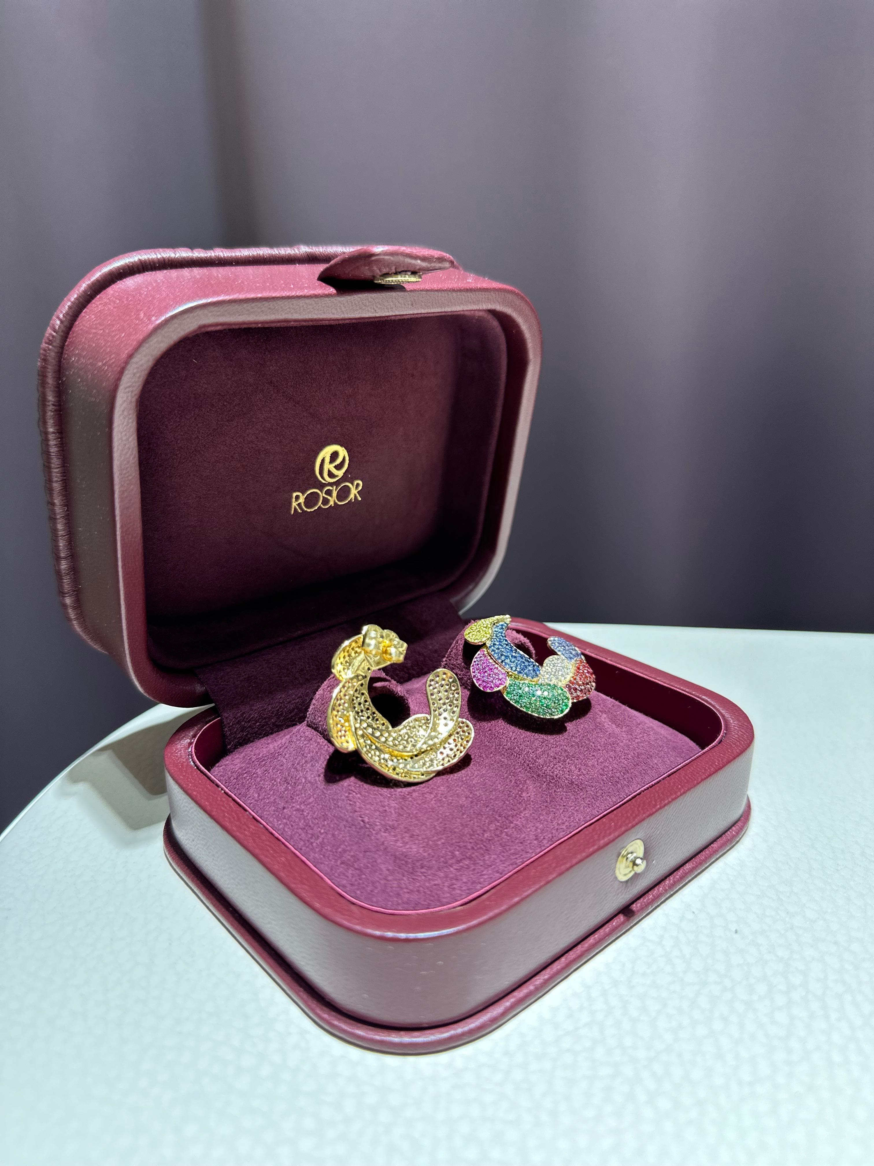 Rosior Sapphire, Tsavorite Garnet and Diamond Drop Earrings set in Yellow Gold For Sale 1