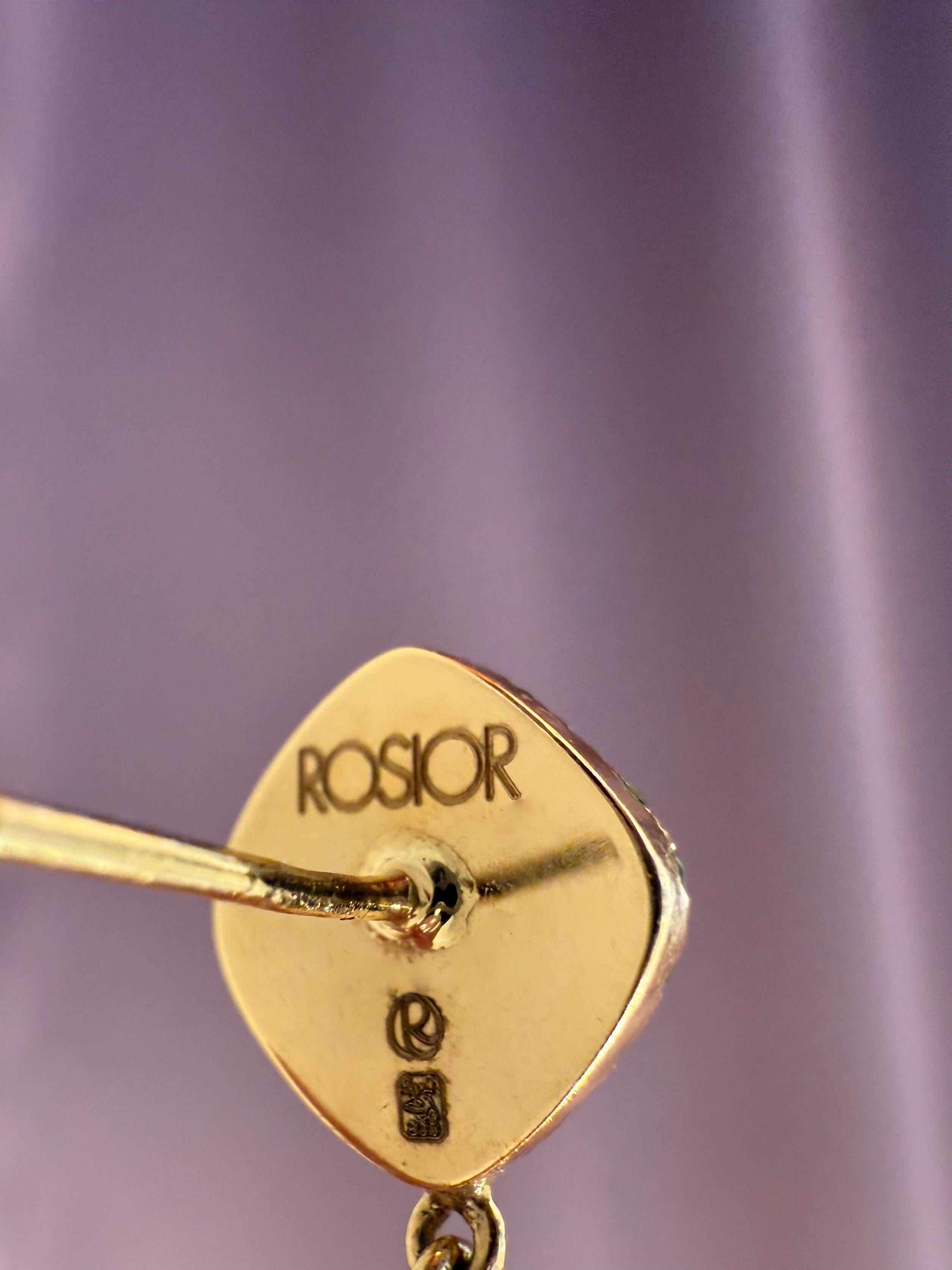 Rosior Sugarloaf Moonstone e Tsavorite - Orecchini pendenti in oro giallo in vendita 3