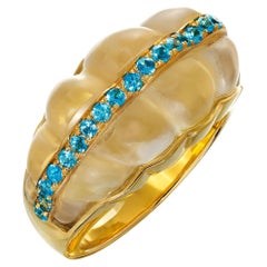 Rosior Vintage Crystal Rock and Apatite Yellow Gold Cocktail Ring