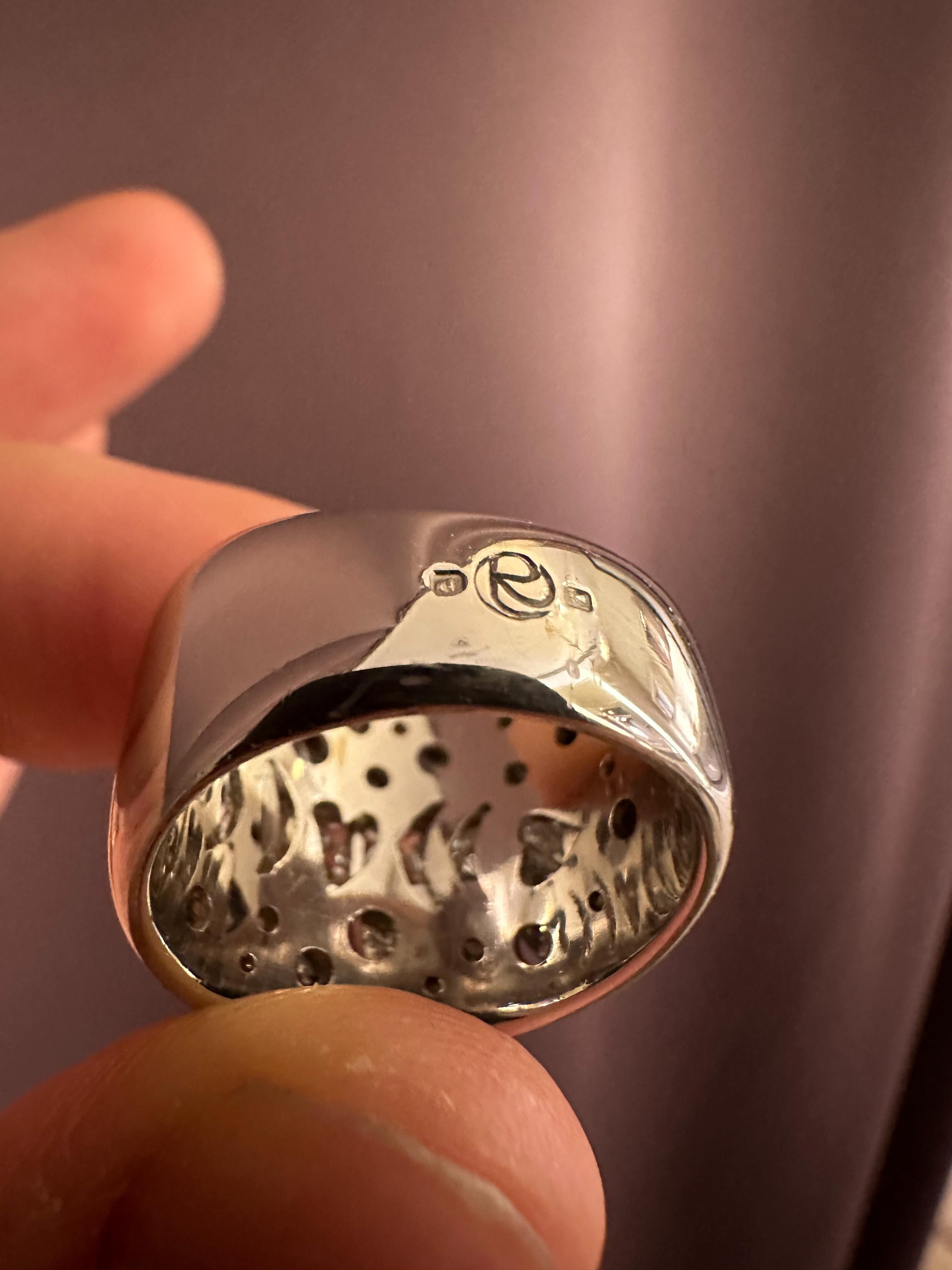 Women's or Men's Vintage Diamond Cocktail Ring Set in Platinum For Sale