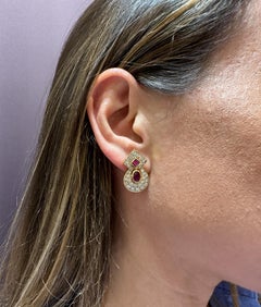 Vintage-Rubin und Diamant-Ohrringe in Gelbgold