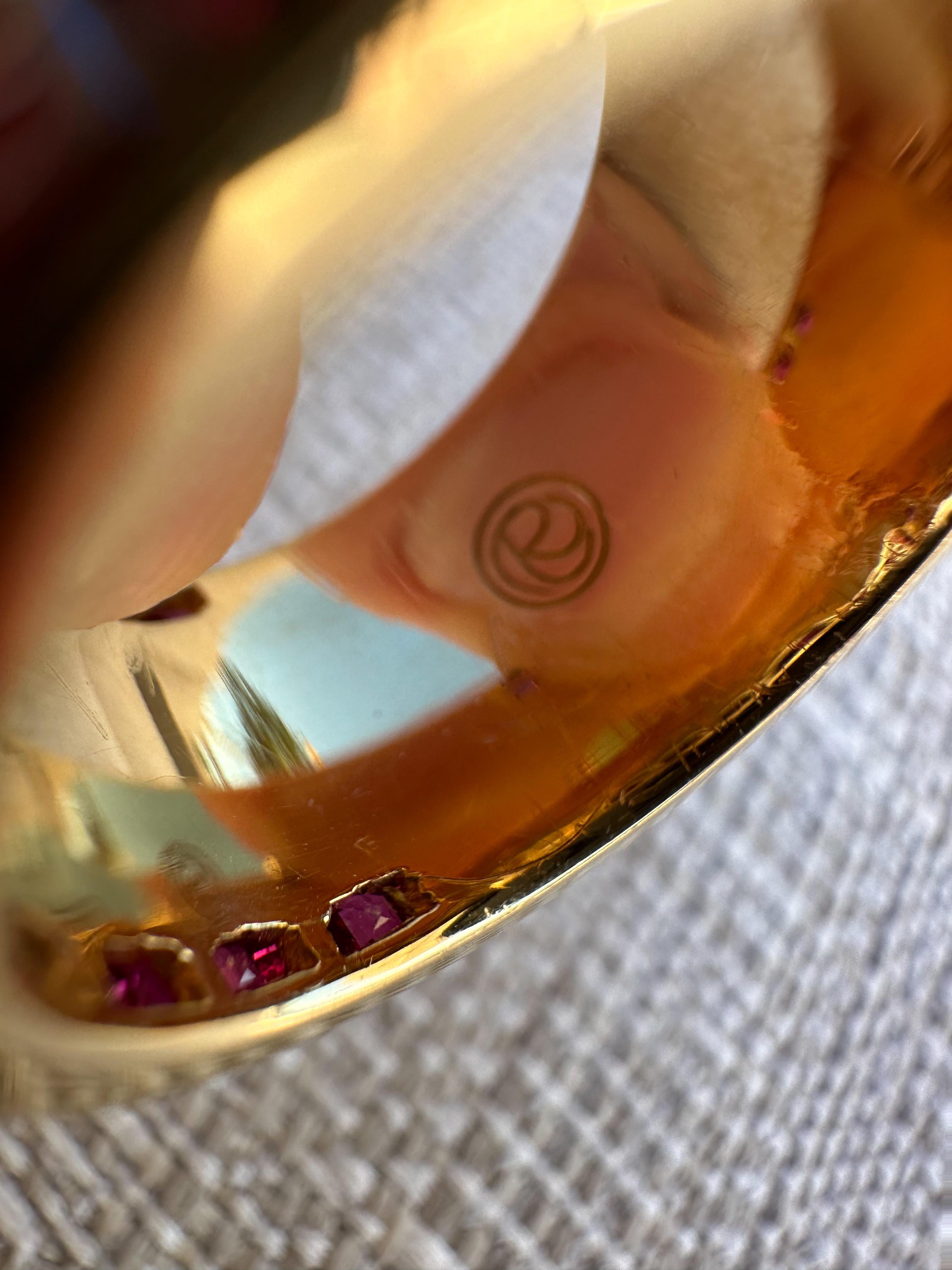 Rosior Bague en rubis vintage « Side-by-Side turn » ciselée à la main et sertie en or 2