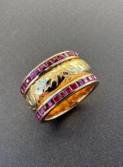 Anello Rosior Vintage con rubino "a giro" cesellato a mano e incastonato in oro