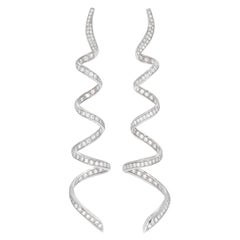 Rosior one-off Long Diamond Dangle Earrings set in White Gold 
