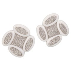 Pendientes Rosior de Oro Blanco engastados con Ágatas Blancas y Diamantes