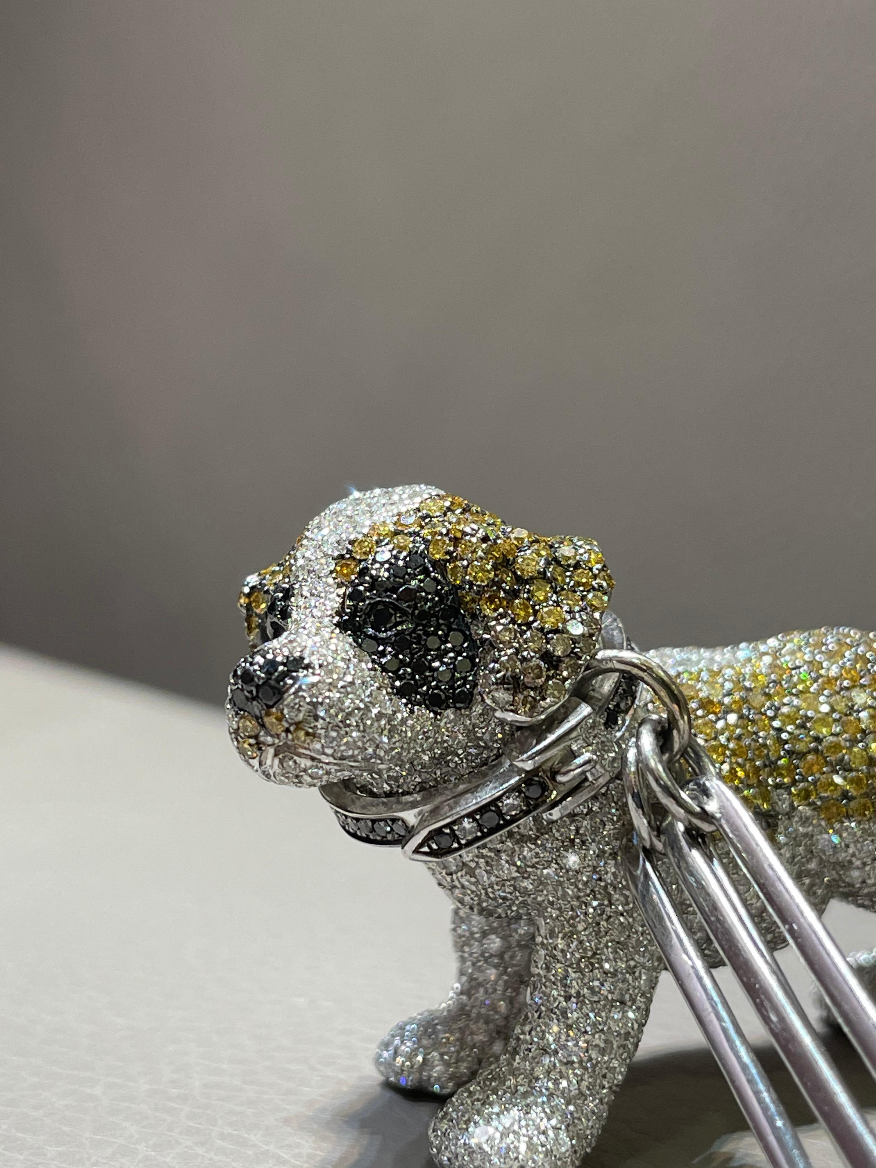 Rosior par Manuel Rosas, collier pendentif « Dog » en or blanc et diamants en vente 7