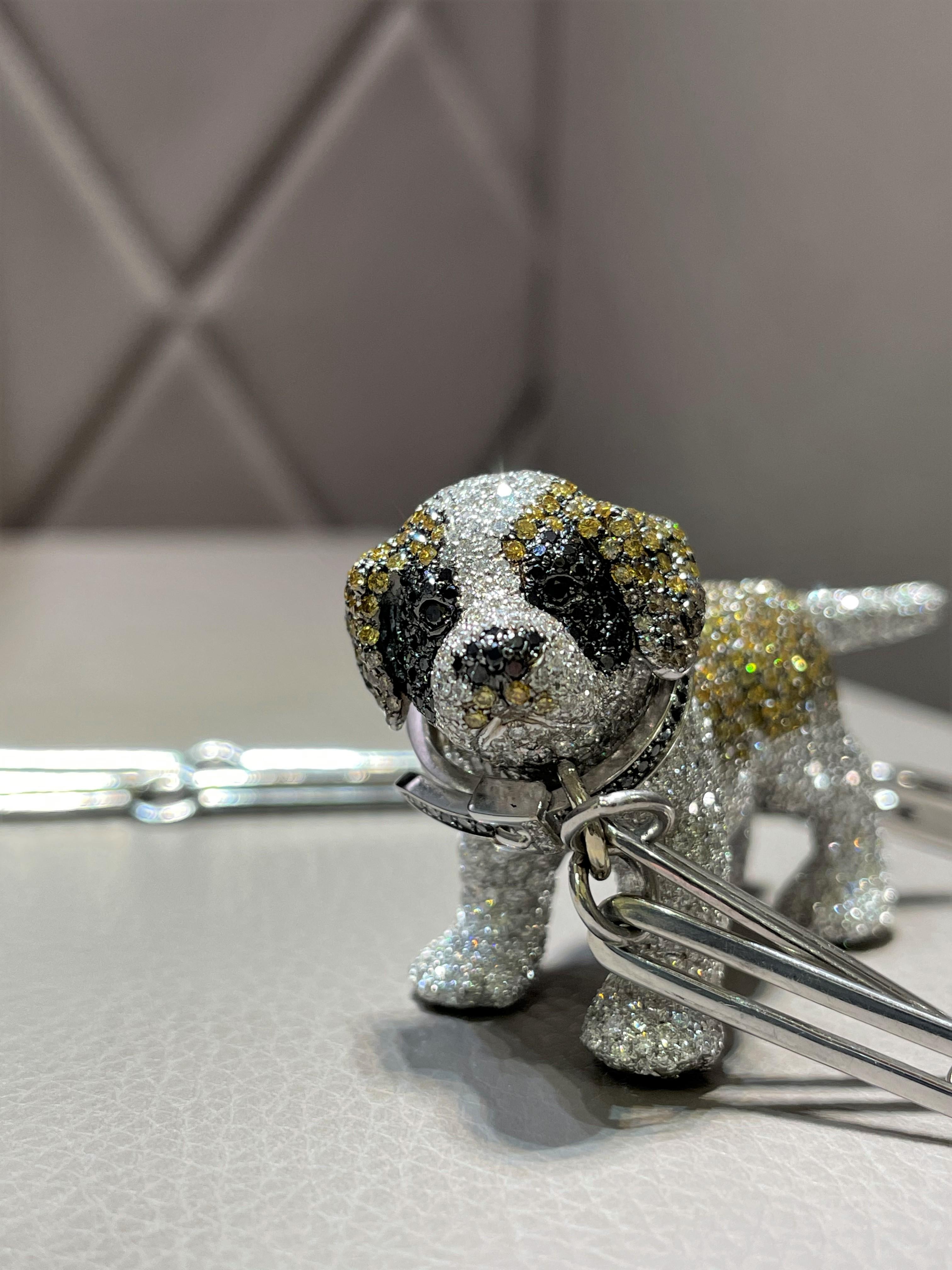 Rosior par Manuel Rosas, collier pendentif « Dog » en or blanc et diamants Neuf - En vente à Porto, PT