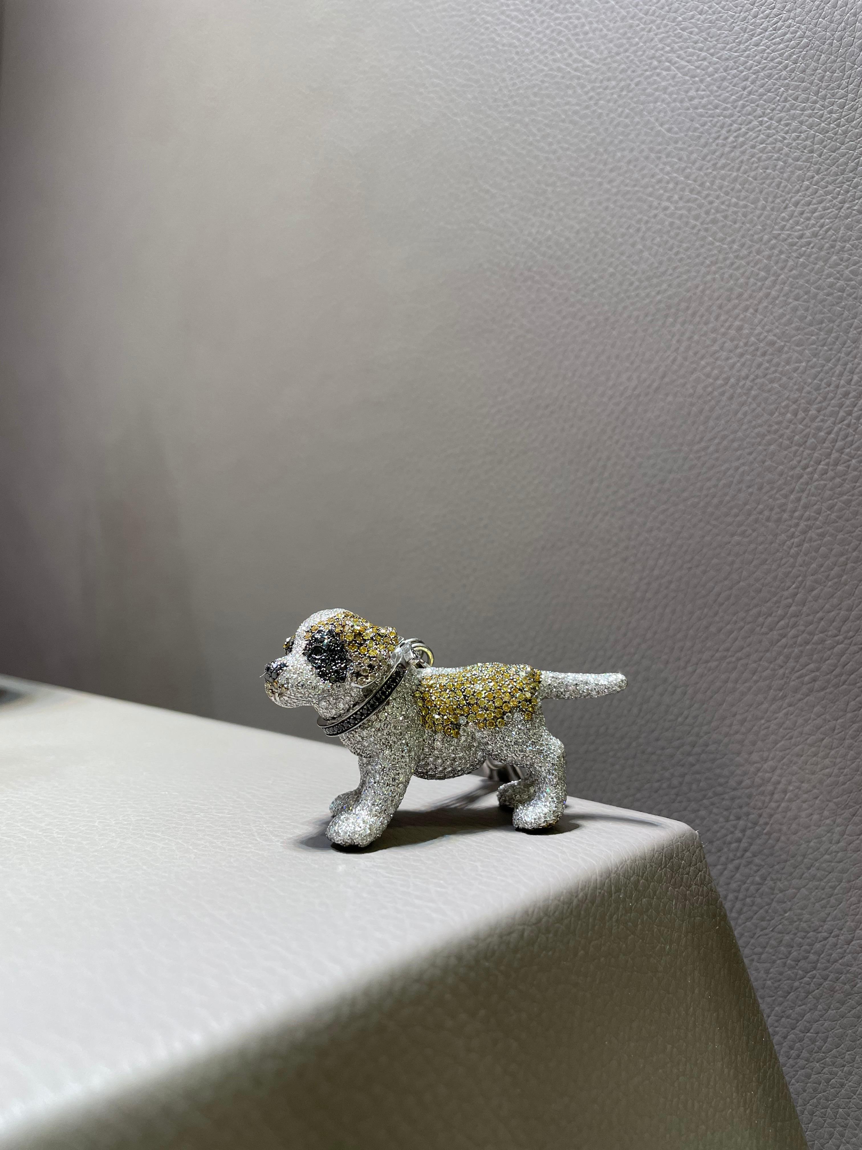 Rosior par Manuel Rosas, collier pendentif « Dog » en or blanc et diamants en vente 1