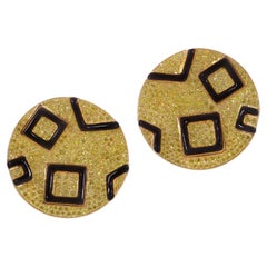 Pendientes Gota de Diamante Amarillo Rosior y Cerámica Negra engastados en Oro Amarillo