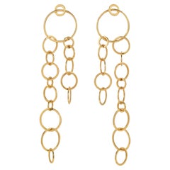 Yellow Gold Long Dangle Earrings 