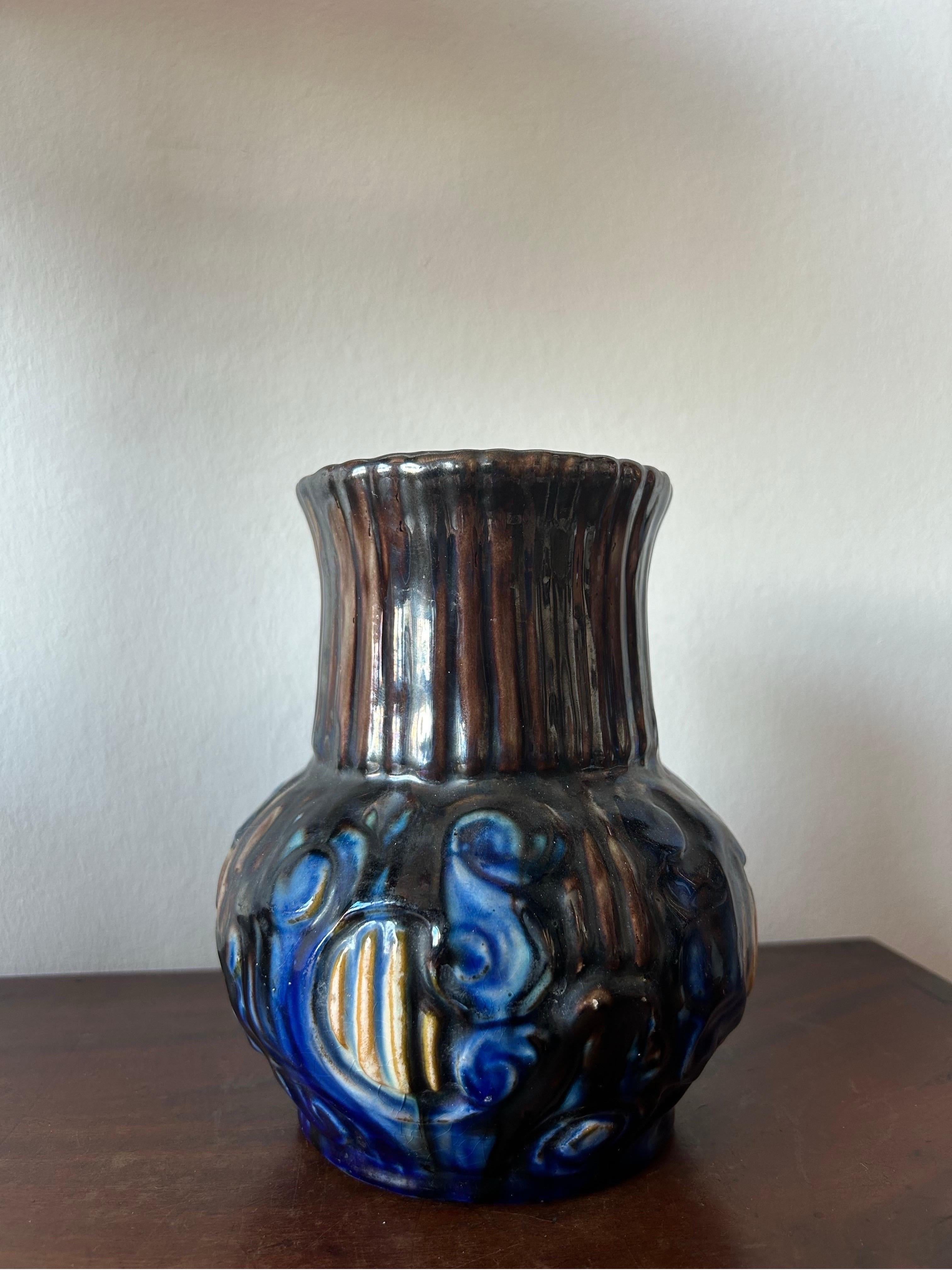 Glazed Roskilde Lervare Fabrik vase, Denmark 1900’s For Sale