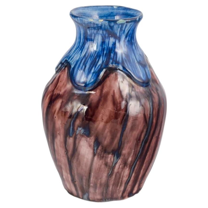 Roskilde Lervarefabrik. Ceramic vase with brown and blue glaze. 1920s/30s.