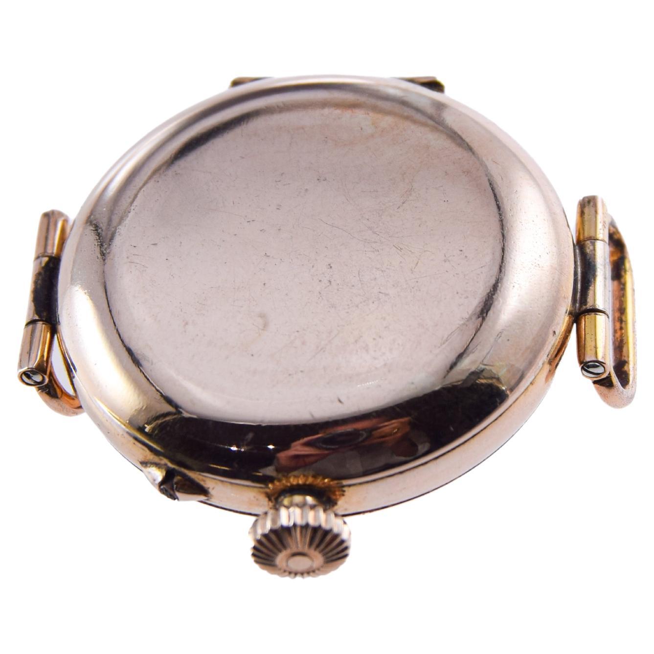 Roskopf Gold-Filled Campaign Style with Original Flawless Enamel Dial Circa 1910 For Sale 6
