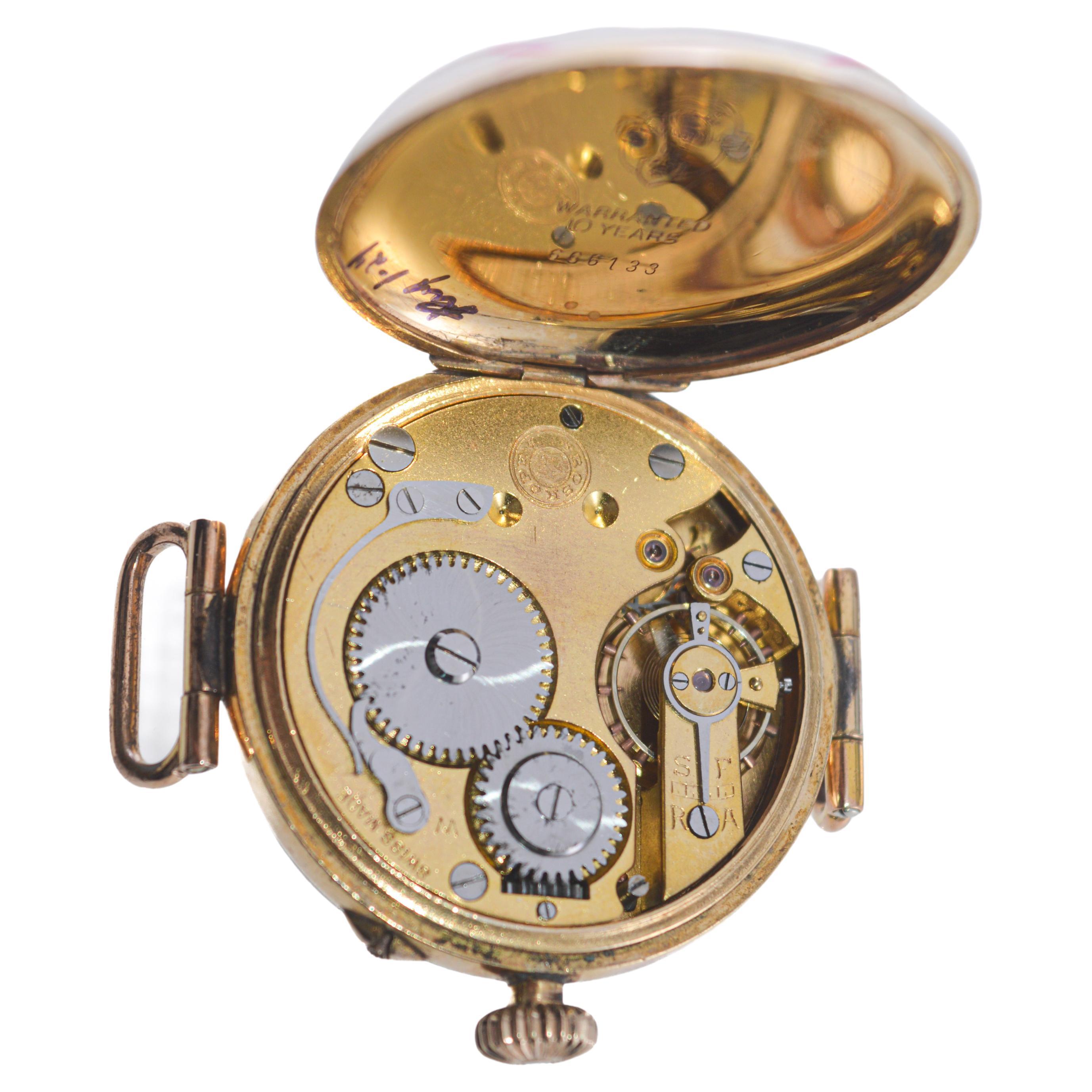 Roskopf Gold-Filled Campaign Style with Original Flawless Enamel Dial Circa 1910 For Sale 9