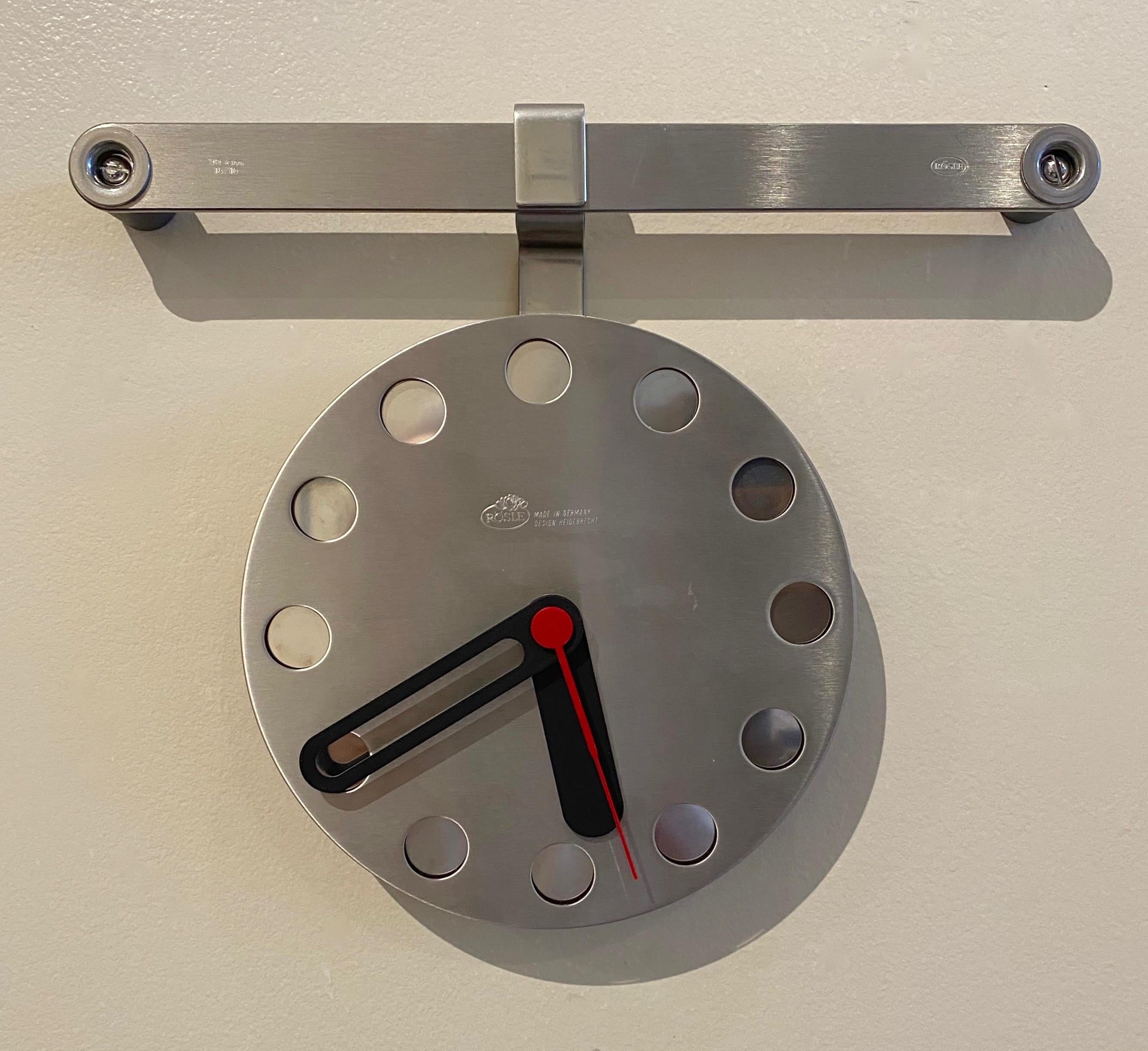 Modern Rosle Stainless Steel Wall Clock from Germany, Circa 1990s