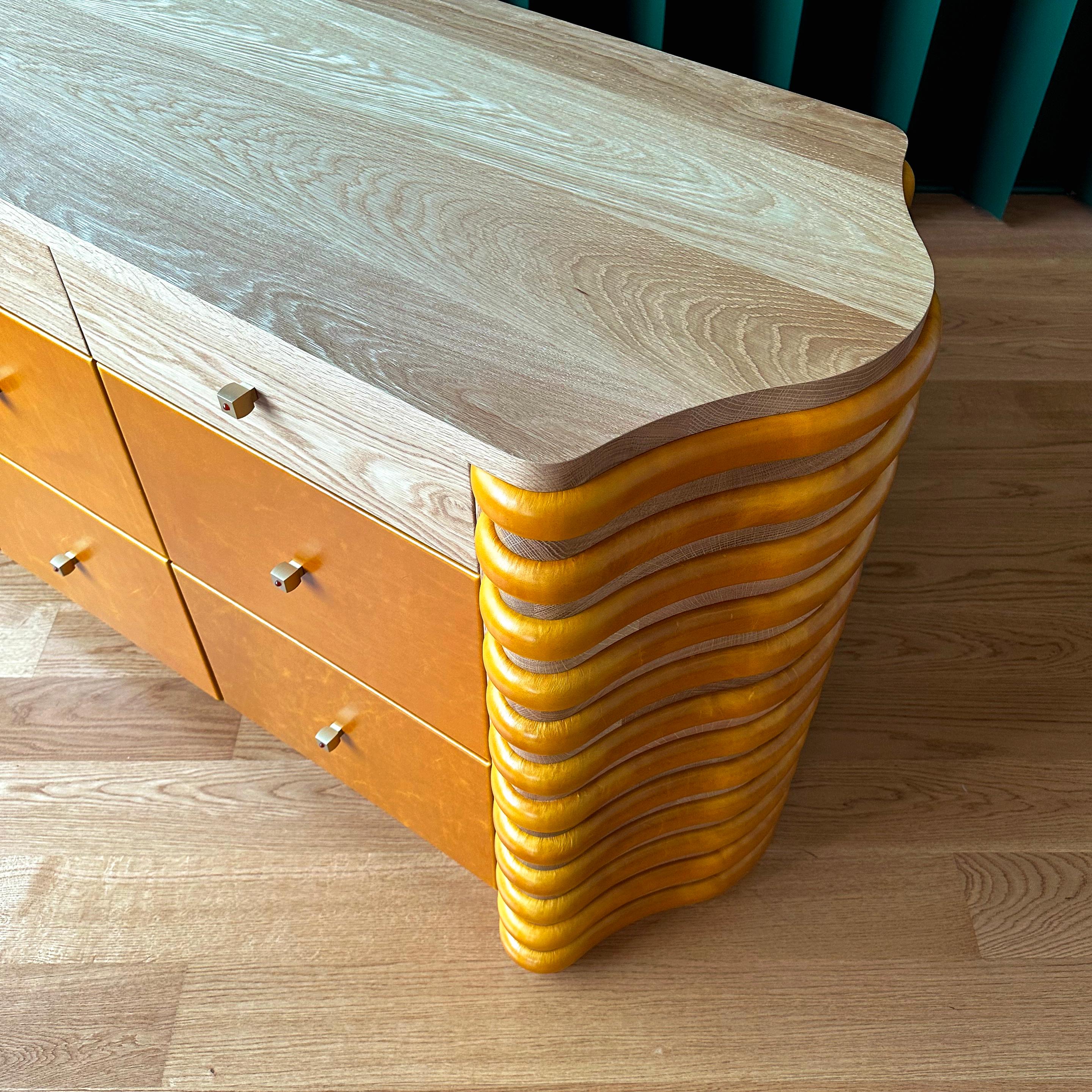 Oiled Roslin Leather and Solid Wood Dresser by Crump and Kwash For Sale