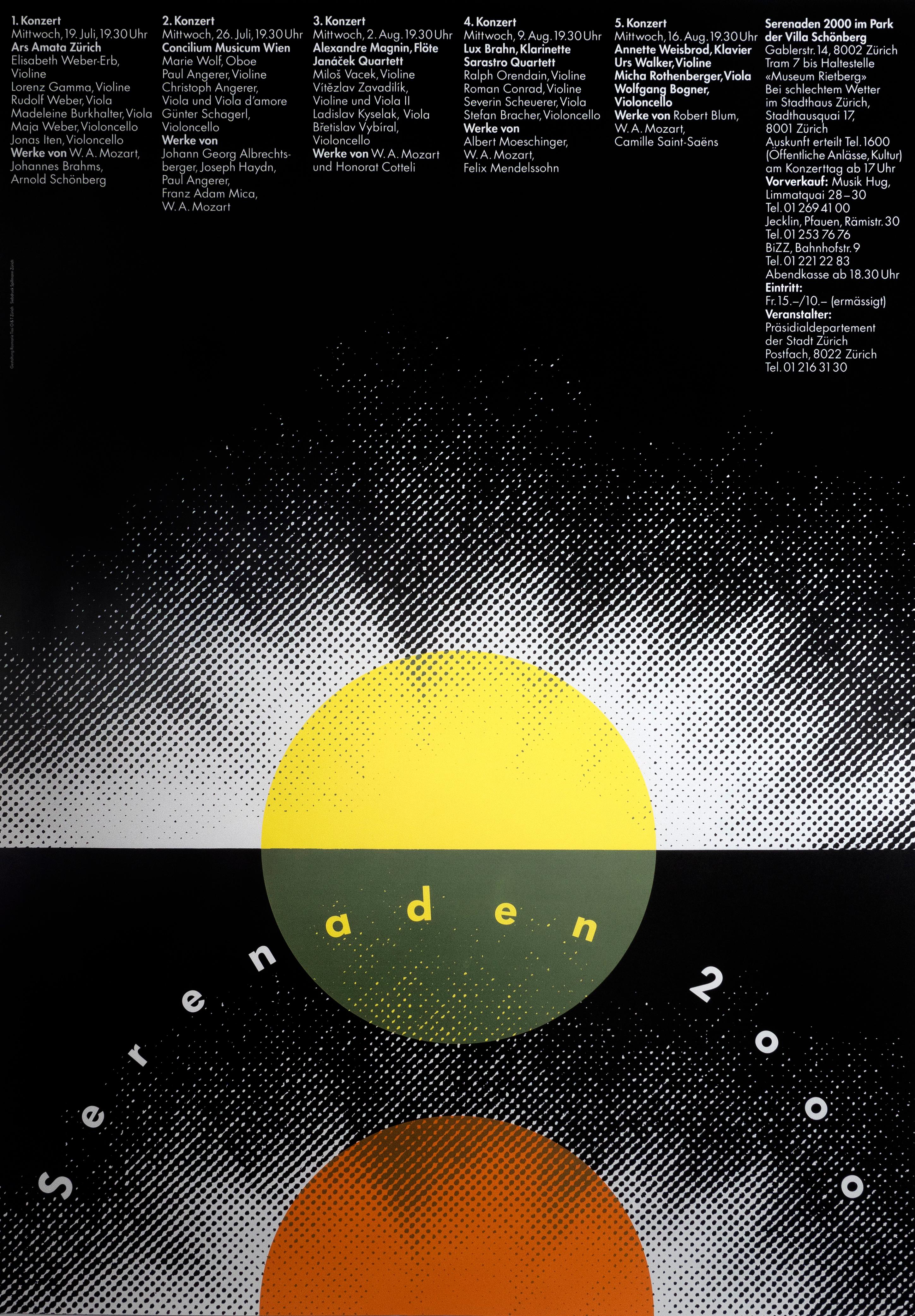 "Serenaden 2000" Swiss Post Modern Music Festival Original Vintage Poster - Print by Rosmarie Tissi