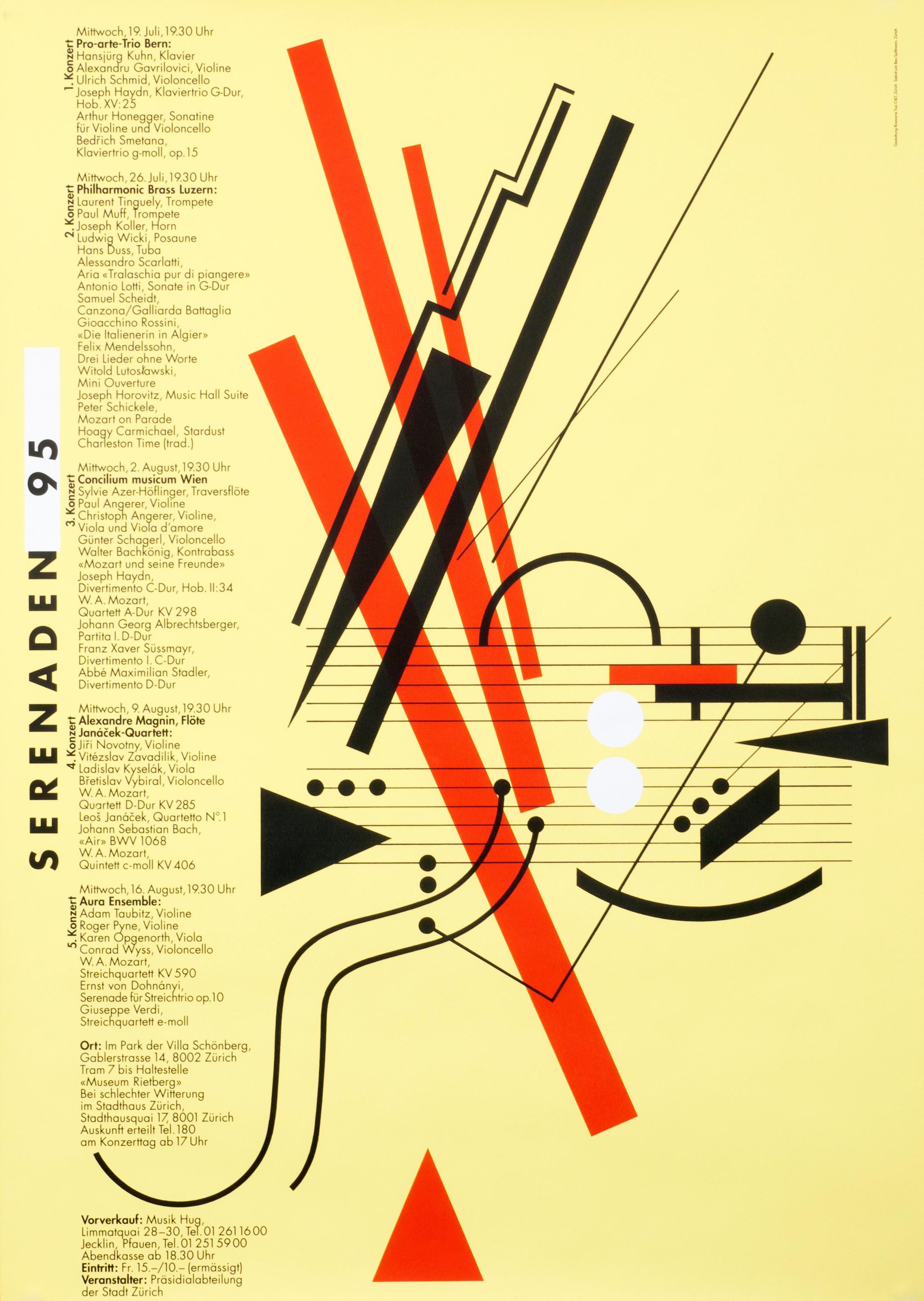 "Serenaden 95" Swiss Post Modern Music Festival Original Vintage Poster
