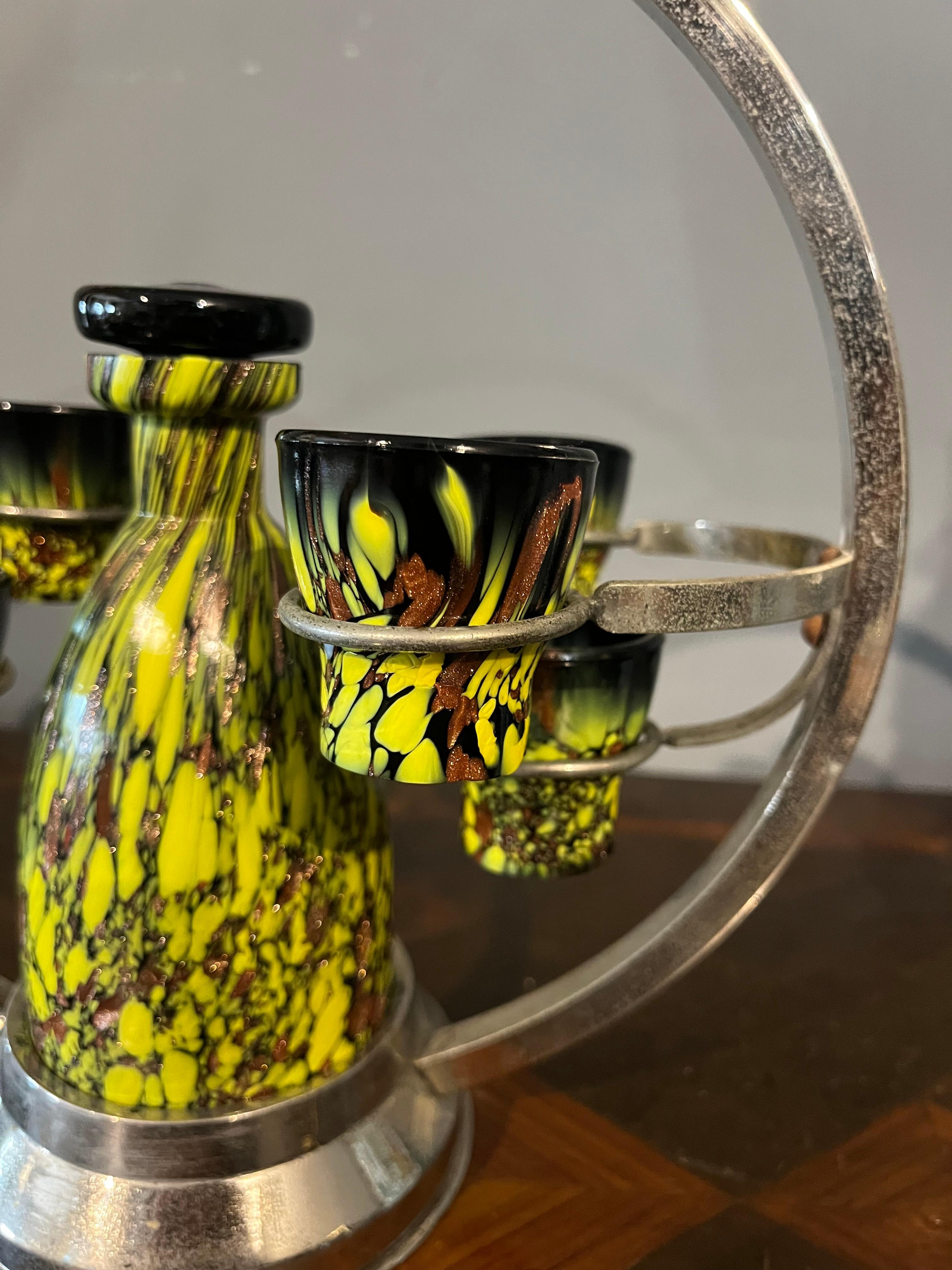 Mid-20th Century Rosolio set from the 30s in Murano glass paste For Sale