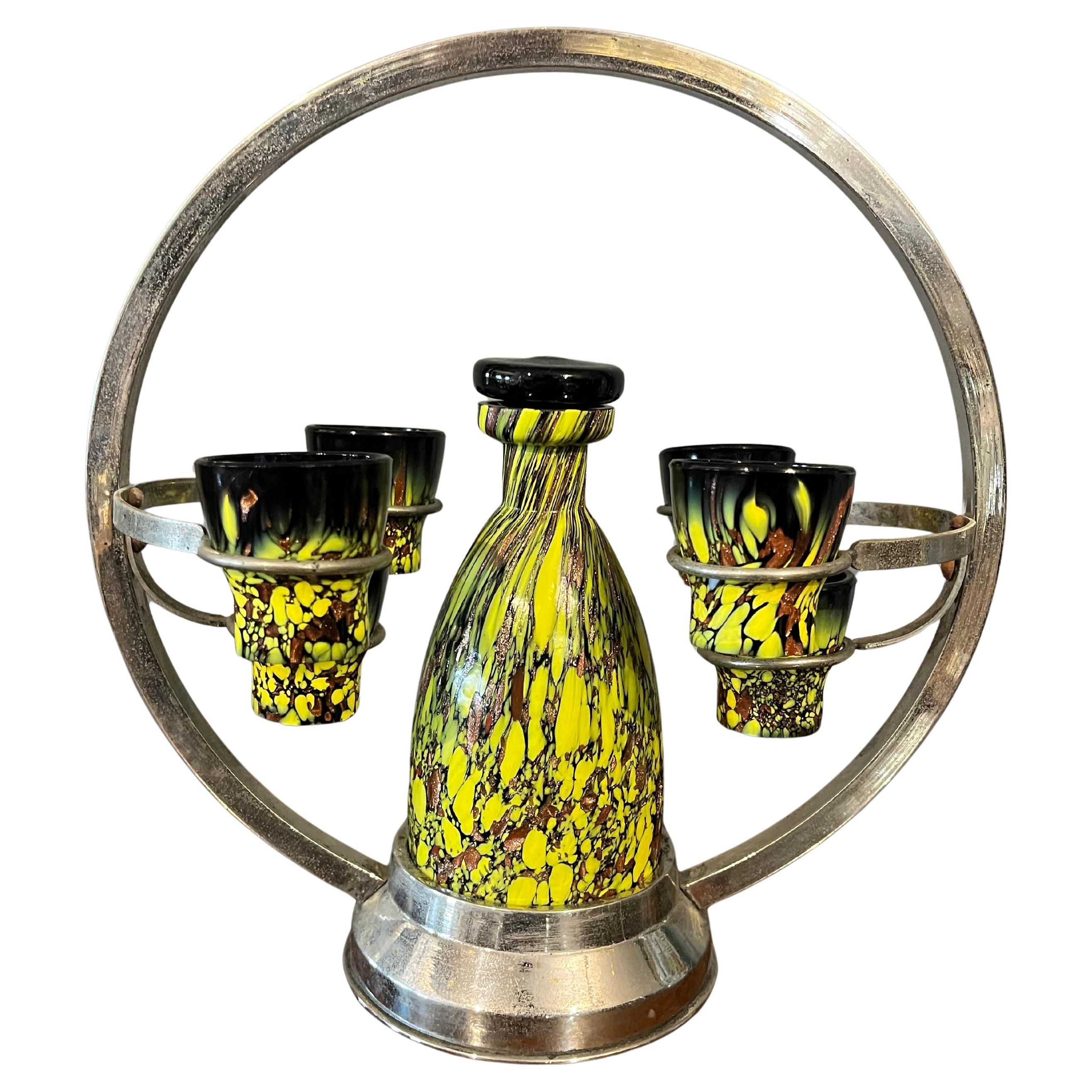 Rosolio set from the 30s in Murano glass paste For Sale