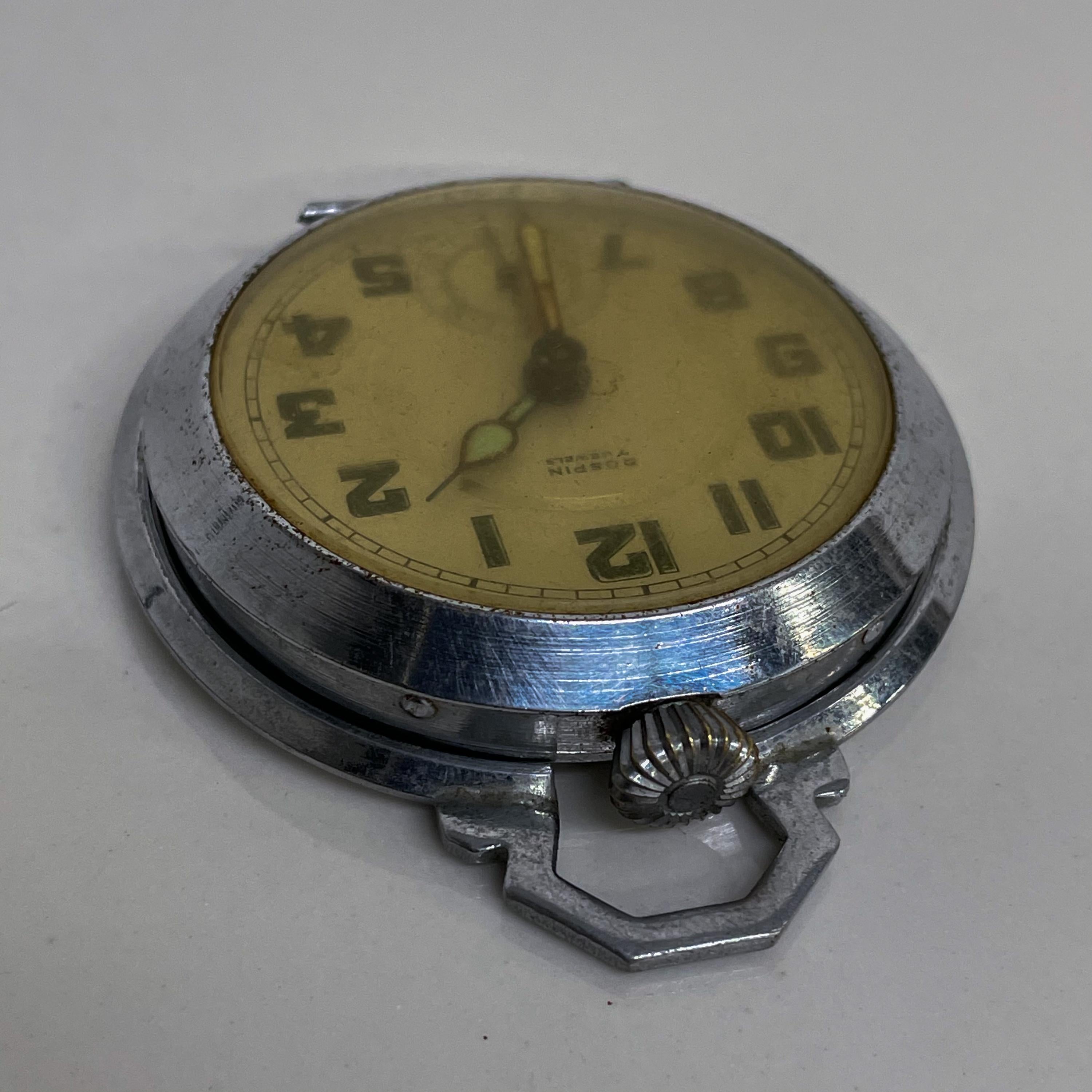 ROSPIN 7 Jewels Swiss Made Pocket Watch Antique Art Deco Travel Clock, 1920s 2
