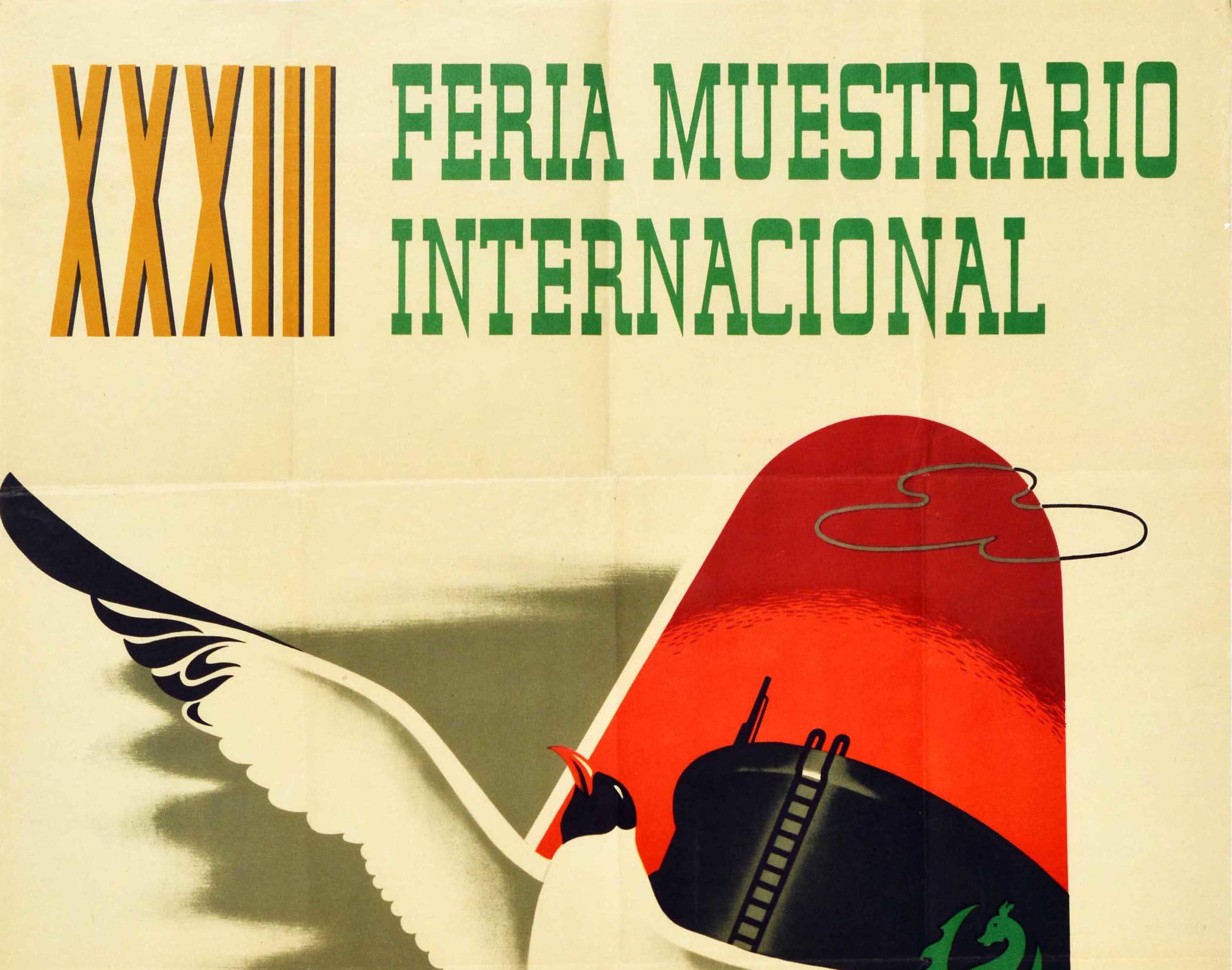 Original-Vintage-Werbeplakat Feria Muestrario Trade Fair Valencia, Spanien (Orange), Print, von Ross