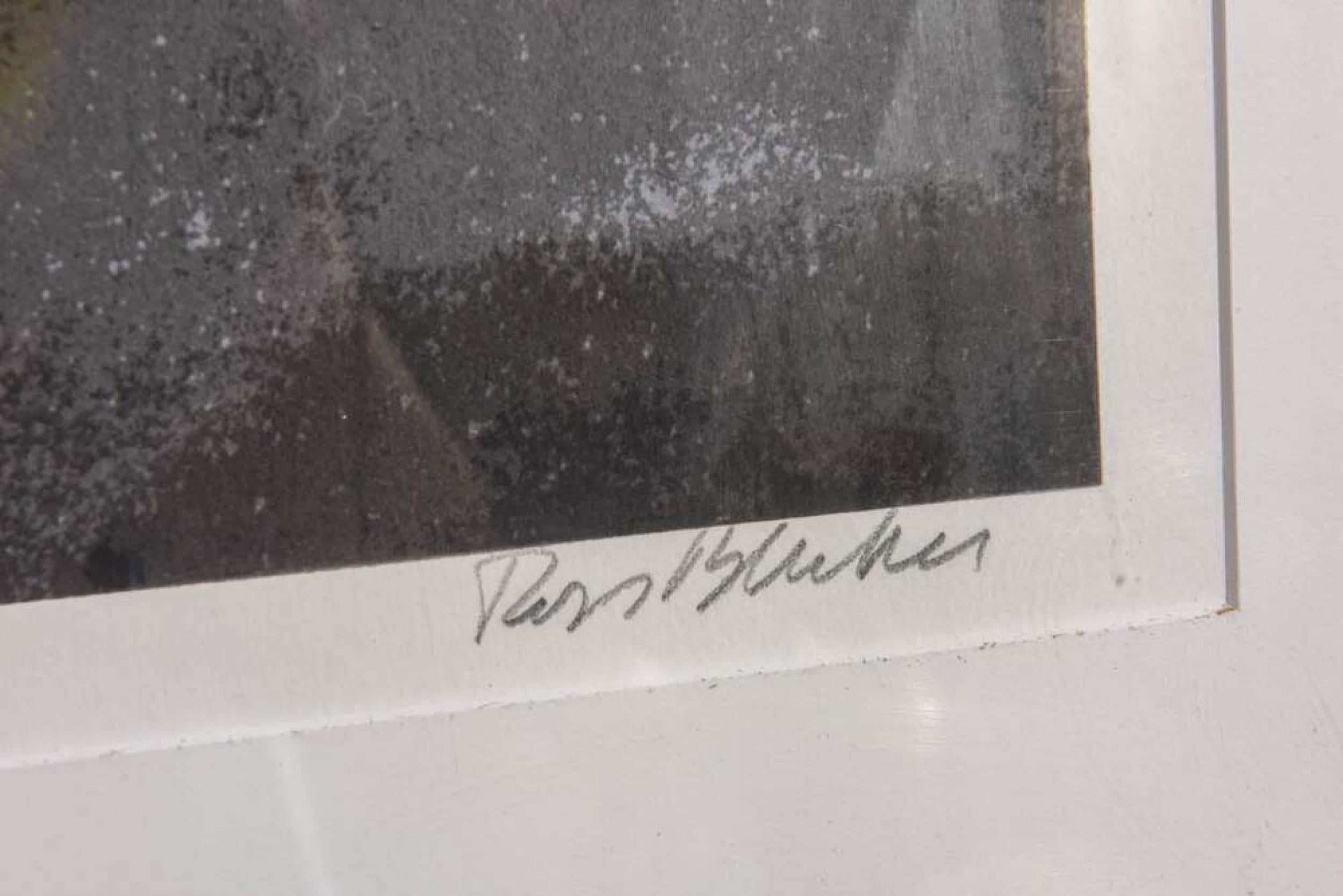 Amerikanischer gerahmter abstrakter Siebdruck auf Papier aus der Jahrhundertmitte in einem dünnen Seidenrahmen (att: ROSS BLECKNER; signiert AP 7/50)