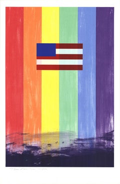 Retro 1993 Ross Bleckner 'Gay Flag' USA Serigraph print