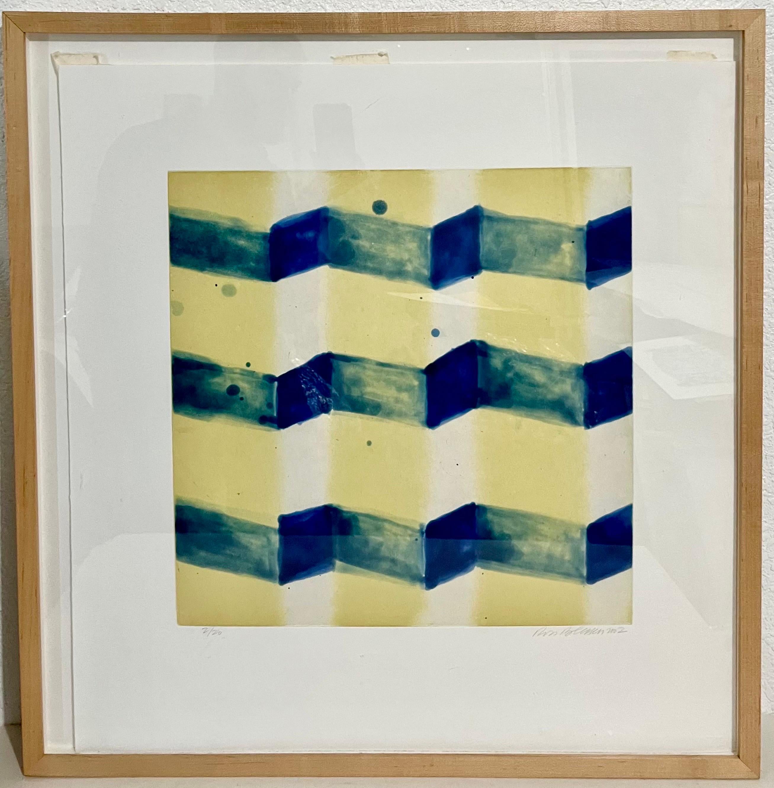 Abstract Aquatint Etching Ross Bleckner Zig Zag lines New York Artist D Loop For Sale 1