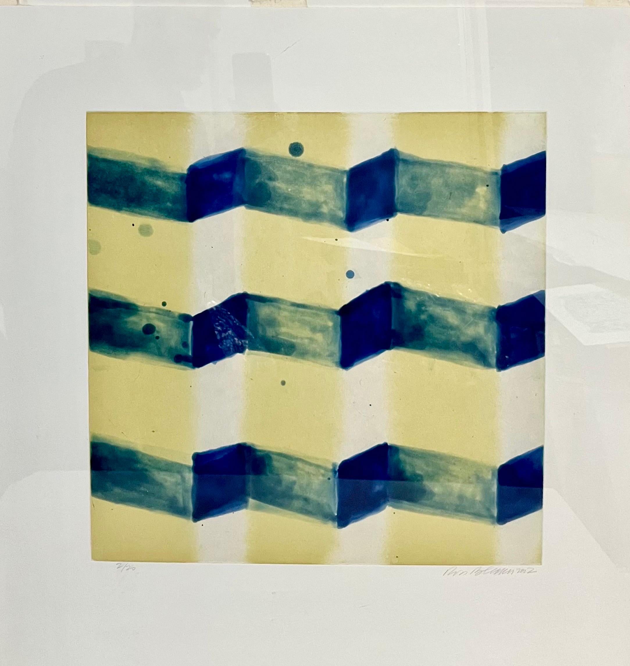 Abstract Aquatint Etching Ross Bleckner Zig Zag lines New York Artist D Loop For Sale 2