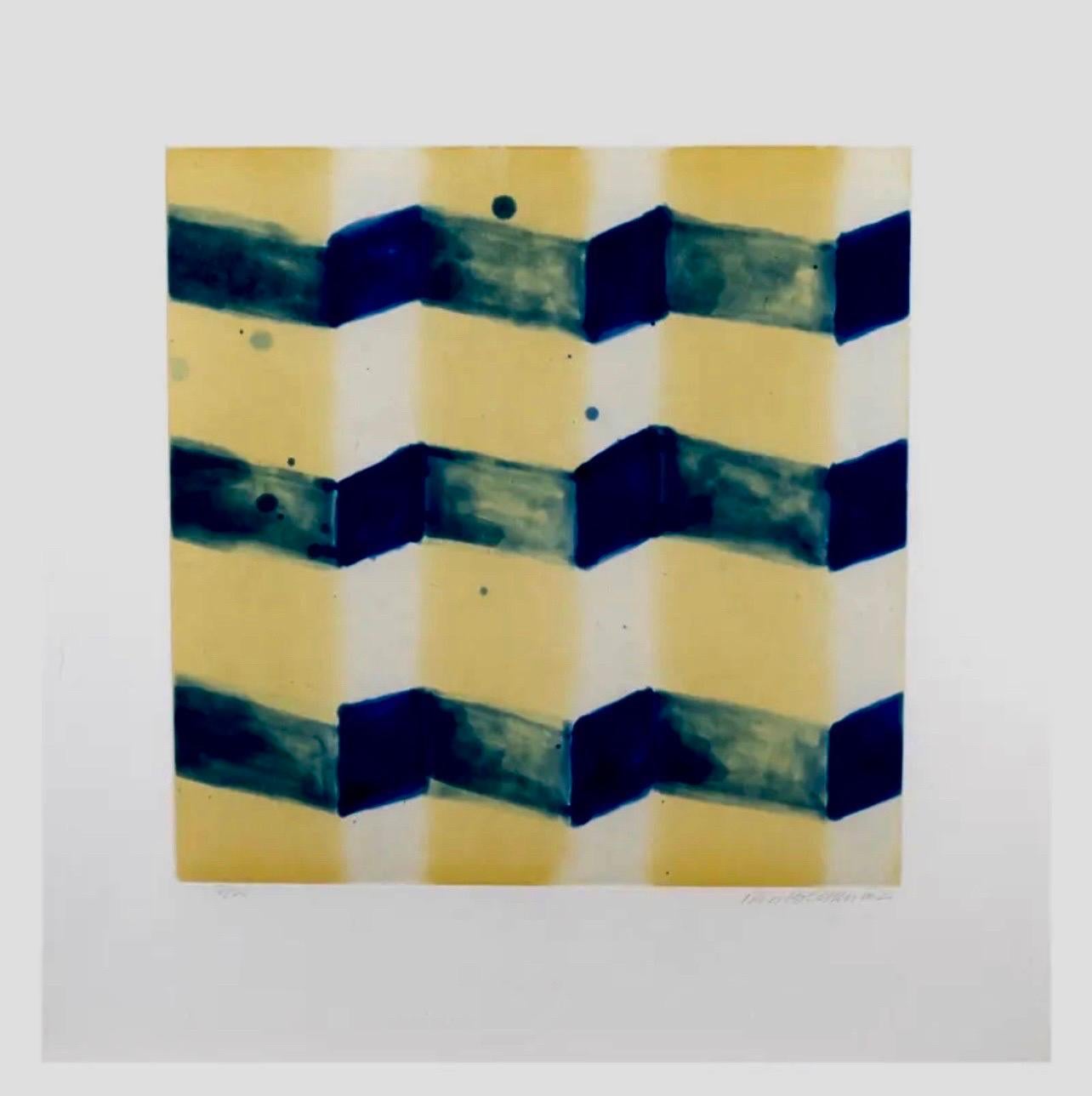 Abstract Aquatint Etching Ross Bleckner Zig Zag lines New York Artist D Loop For Sale 3