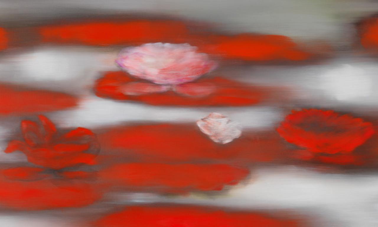 Ross Bleckner Abstract Print - Floating Red