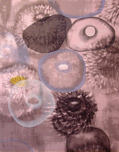 Retro Ross Bleckner, Happiness For Instance I, 17-color screenprint, 1997; pink floral