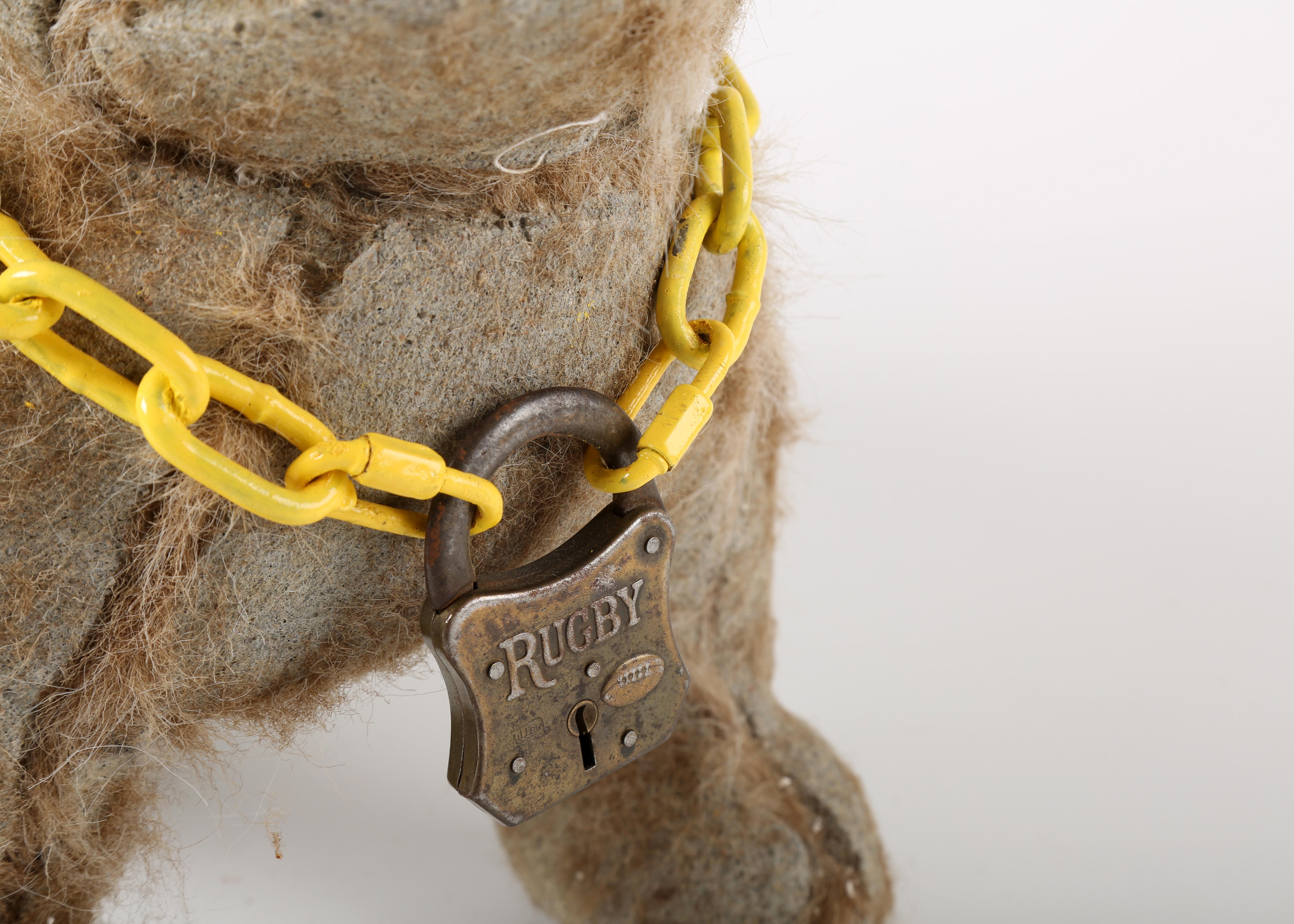 Ross Bonfanti
Rugby with yellow chain, 2015
Concrete, mixed media
15 1/2 x 17 x 10 inches  (39.4 x 43.2 x 25.4 cm)