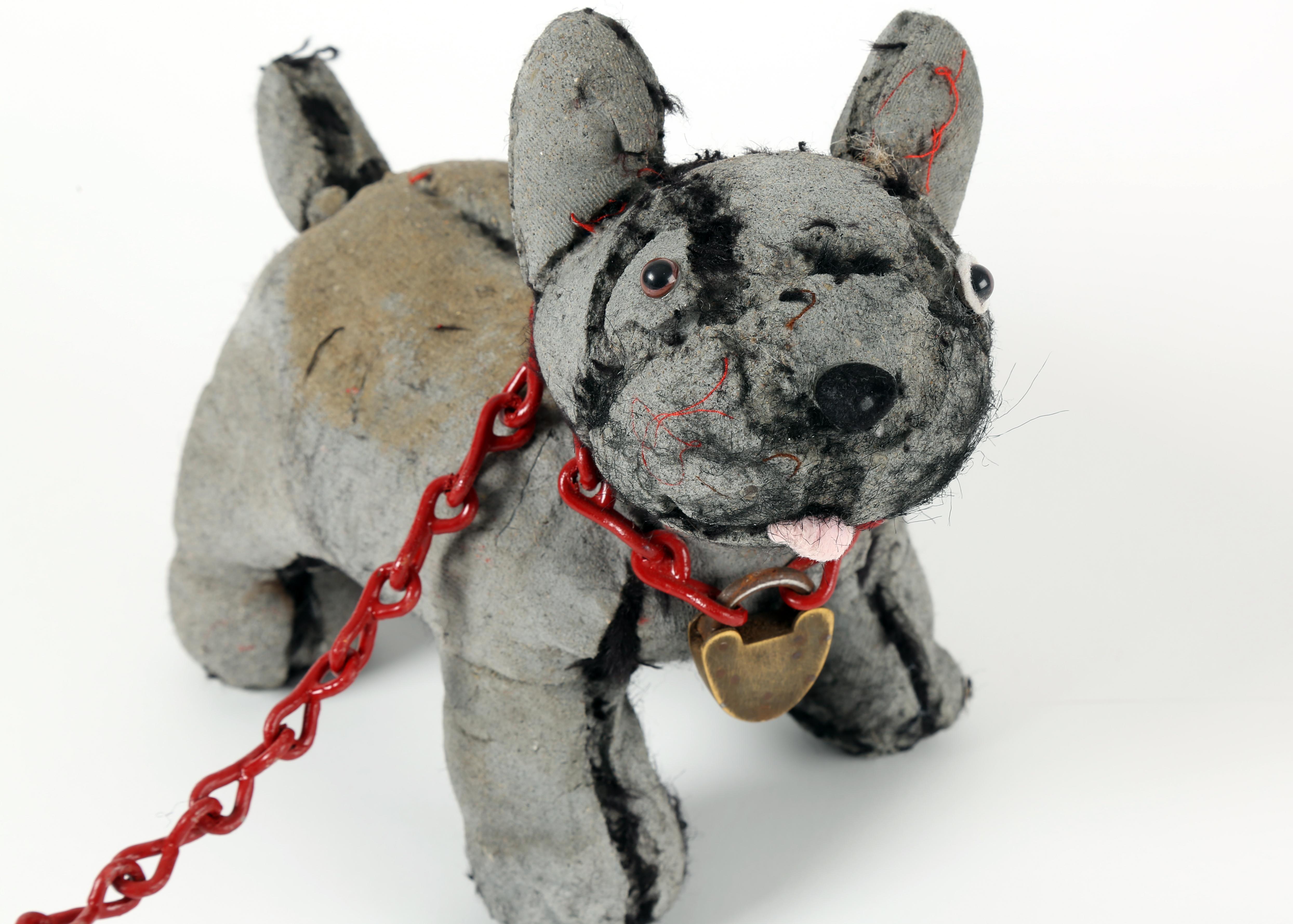Terrier with Red Chain - Sculpture by Ross Bonfanti