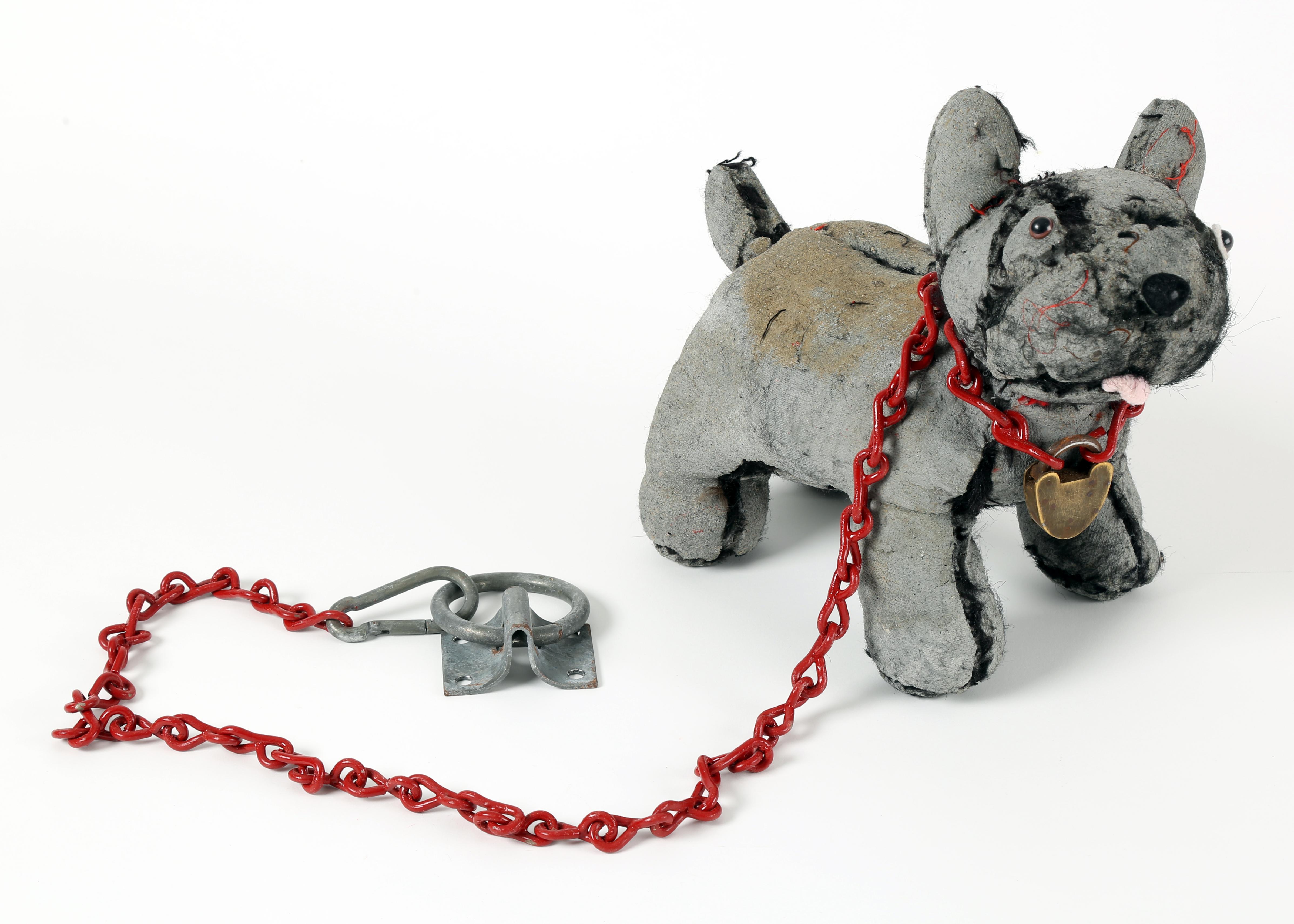 Ross Bonfanti Figurative Sculpture - Terrier with Red Chain