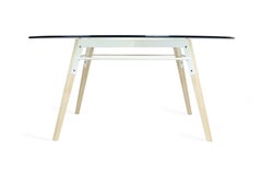 Ross Clear Glass Coffee Table Maple White